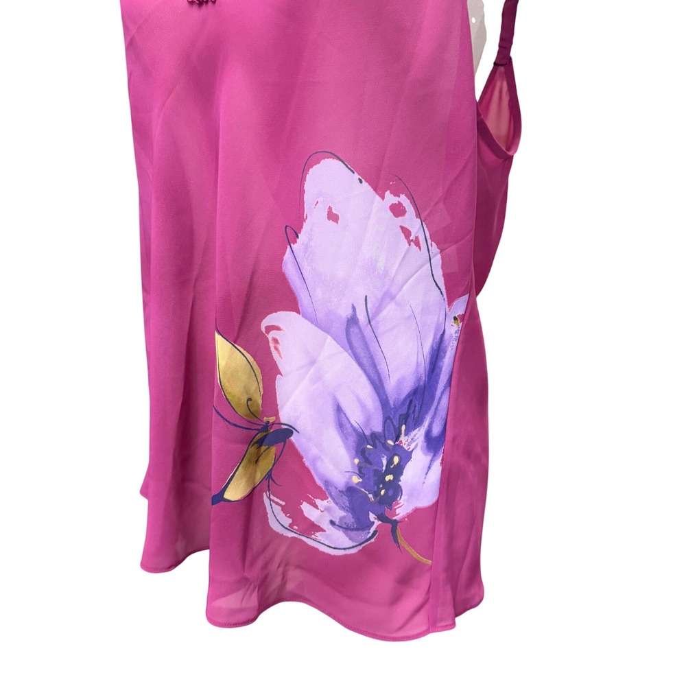 Valerie Stevens Magenta Pink Floral Lace Trim V-Neck Camisole Tank Top Large - Picture 4 of 9